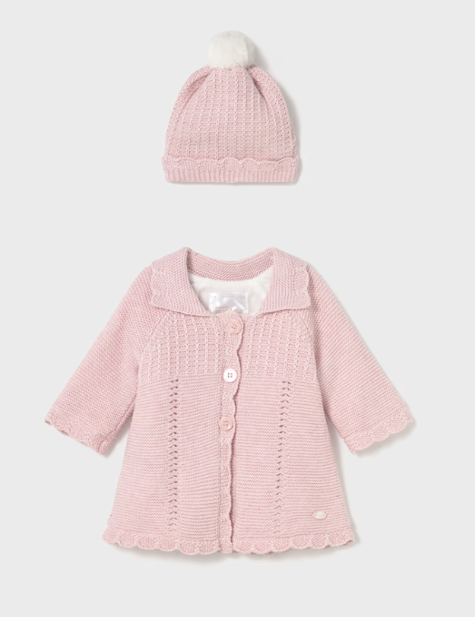 MAYORAL GIRL KNIT COAT WITH HEATHER QUARTZ