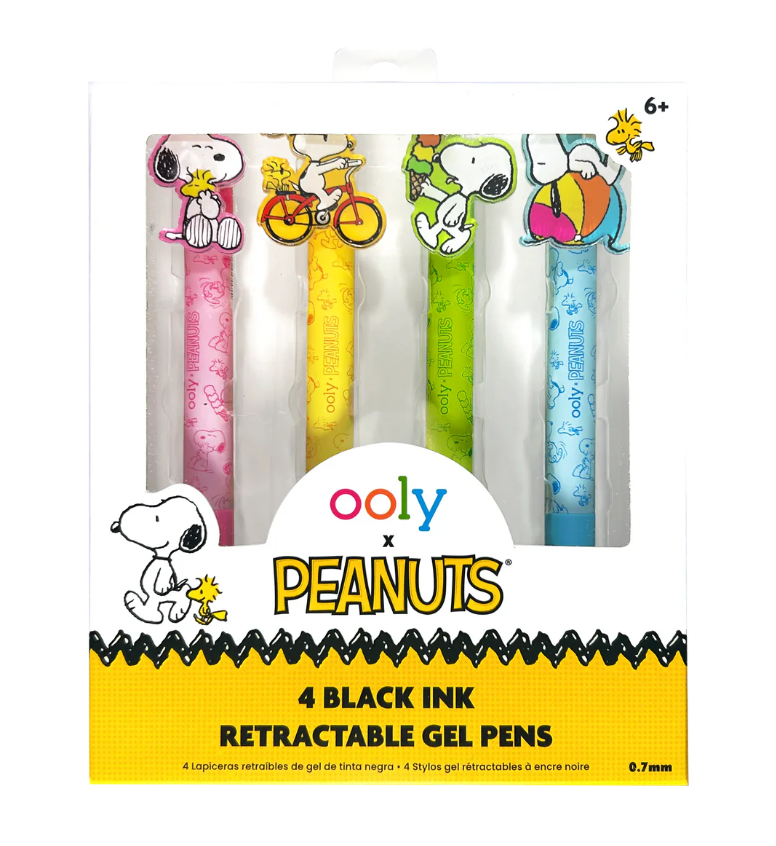 POLY X PEANUTS 4 BLACK INK RETRACTABLE GEL PENS