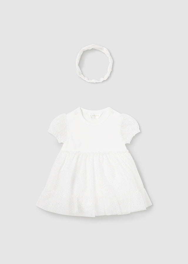 MAYORAL TULLE ROMPER WITH CROWN- WHITE