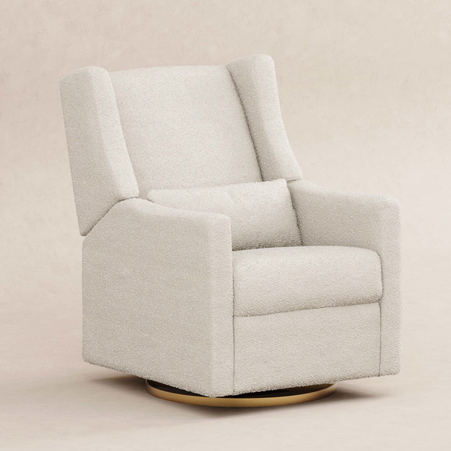 Kiwi Glider Recliner w/ Electronic Control and USB in Ivory Boucle w/Gold Base