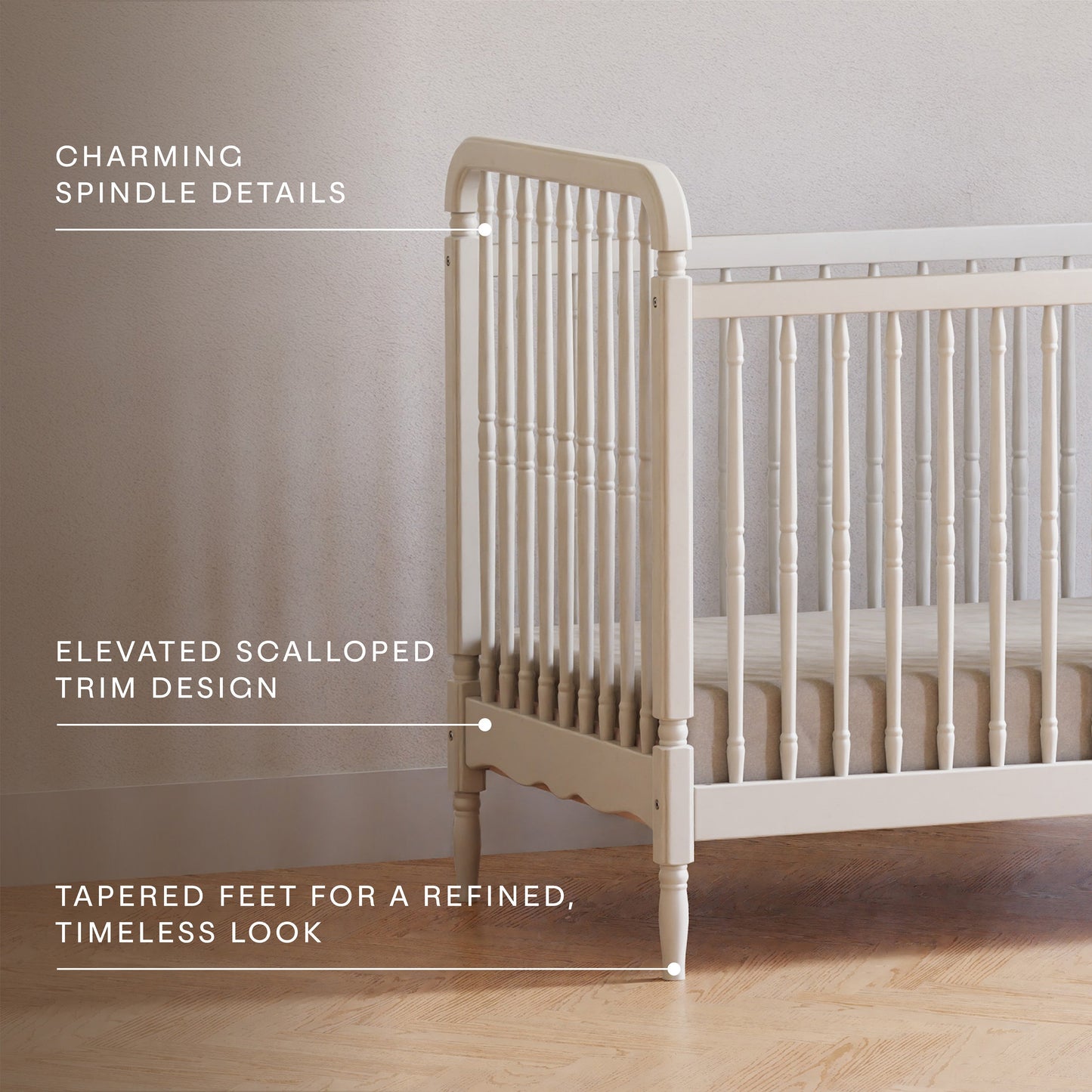 Liberty 3-in-1 Convertible Spindle Crib w/Toddler Bed Conversion Kit in Dusty Rose