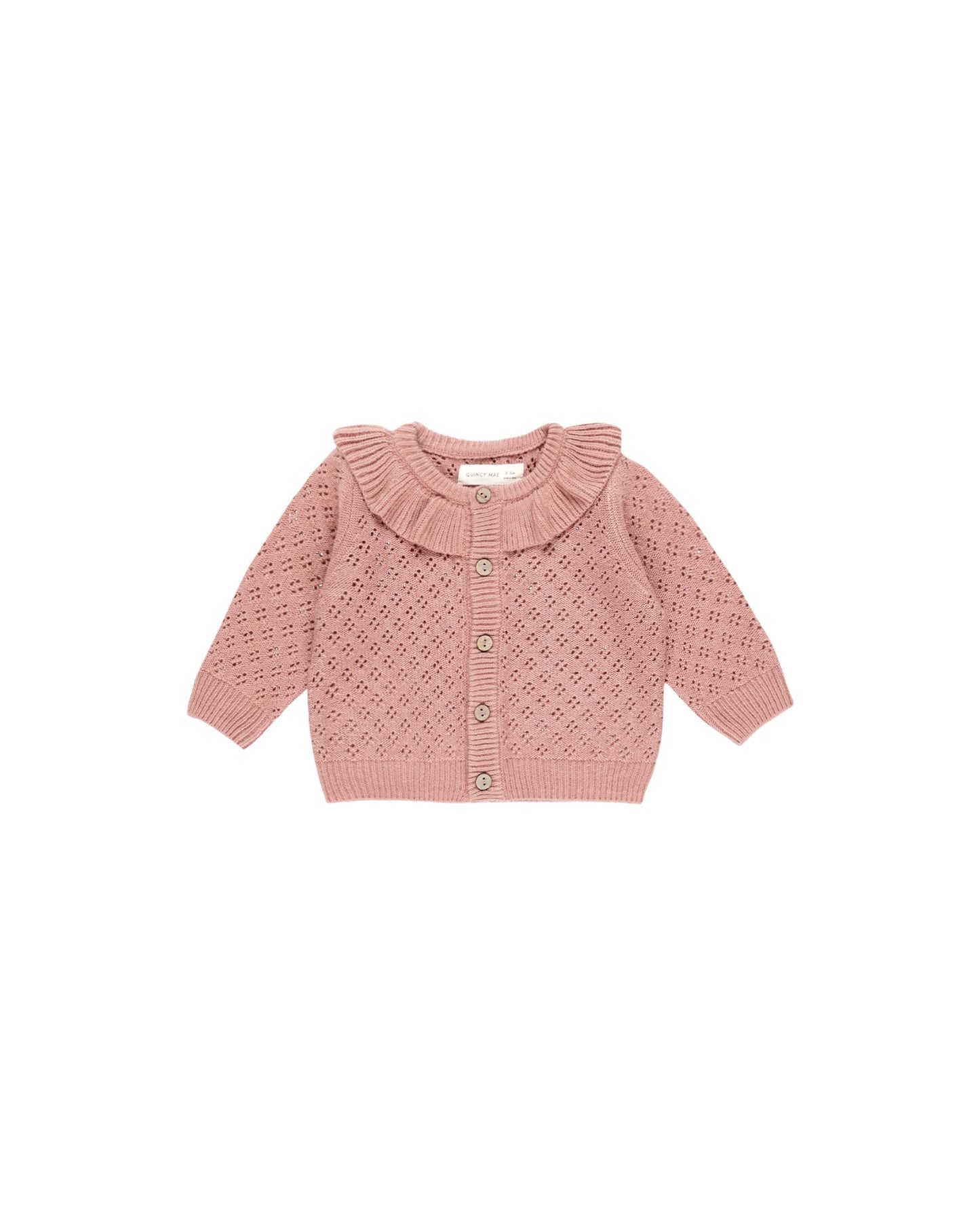 QUINCY MAE RUFFLE COLLAR CARDIGAN LIPSTICK