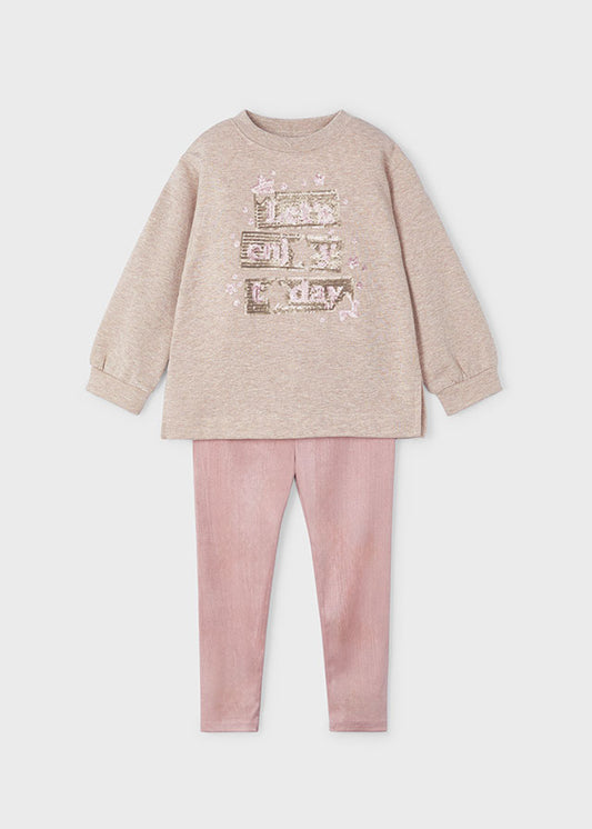 MAYORAL SUEDE LEGGINGS AND SWEATSHIRT SET FOR GIRLS