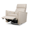Willa Power Glider Recliner w/ adj. headrest & USB in Performance Grey Eco-Weave w/Light Wood Base