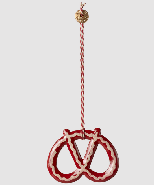 MAILEG METAL ORNAMENT, PRETZEL - STRIPE