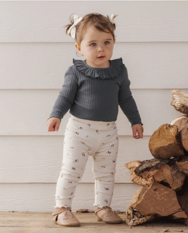 RYLEE & CRU RUFFLE COLLAR BODYSUIT MIDNIGHT