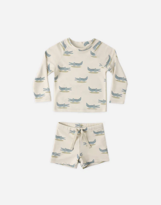 RYLEE + CRU BOYS RASHGUARD SET ALLIGATORS