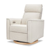 Willa Power Glider Recliner w/ adj. headrest & USB in Performance Grey Eco-Weave w/Light Wood Base