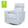 Willa Power Glider Recliner w/ adj. headrest & USB in Performance Grey Eco-Weave w/Light Wood Base
