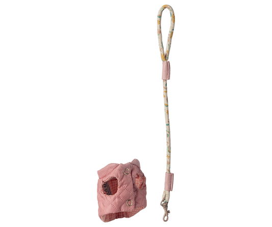MAILEG PET SUPPLY, HARNESS AND LEASH - ROSE