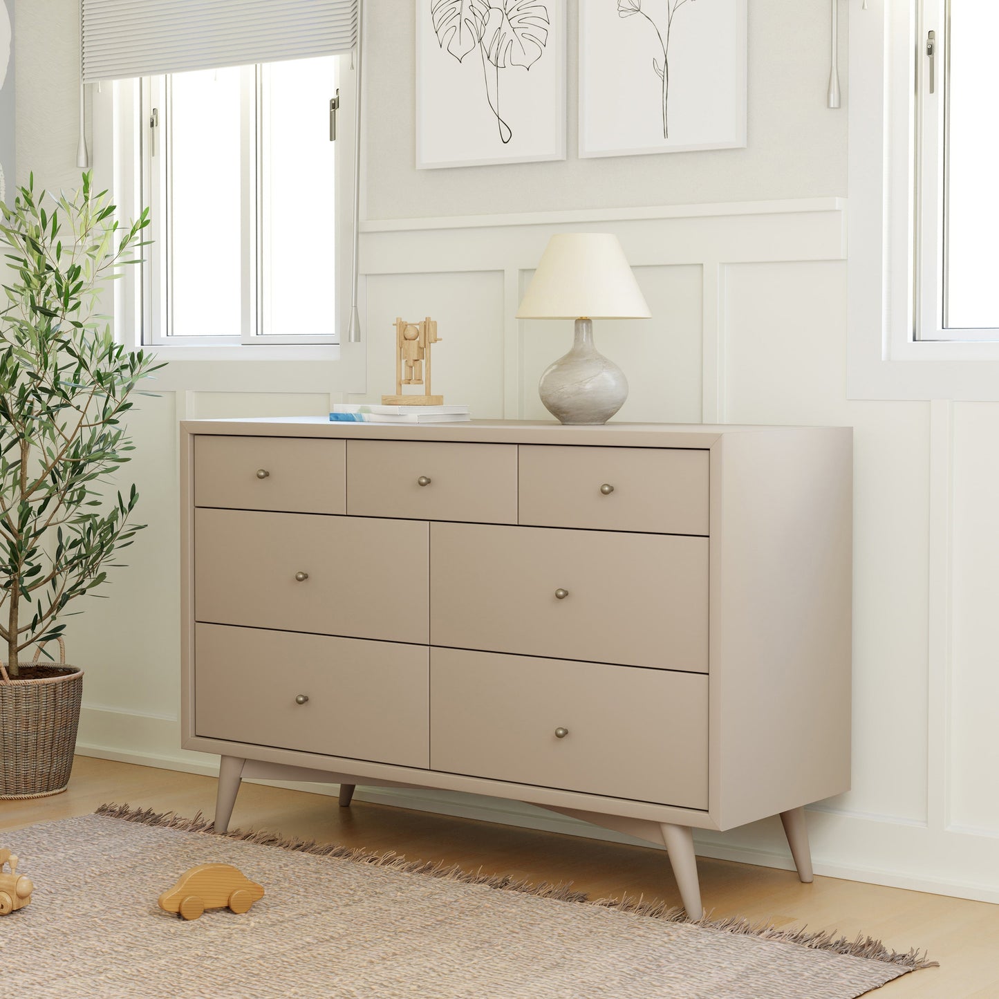 Palma 7-Drawer Double Dresser, Assembled in Warm White