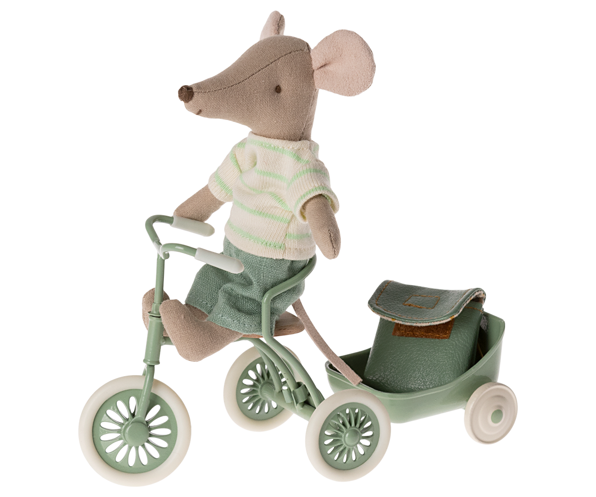 MAILEG TRICYCLE MOUSE, BIG BROTHER - MINT