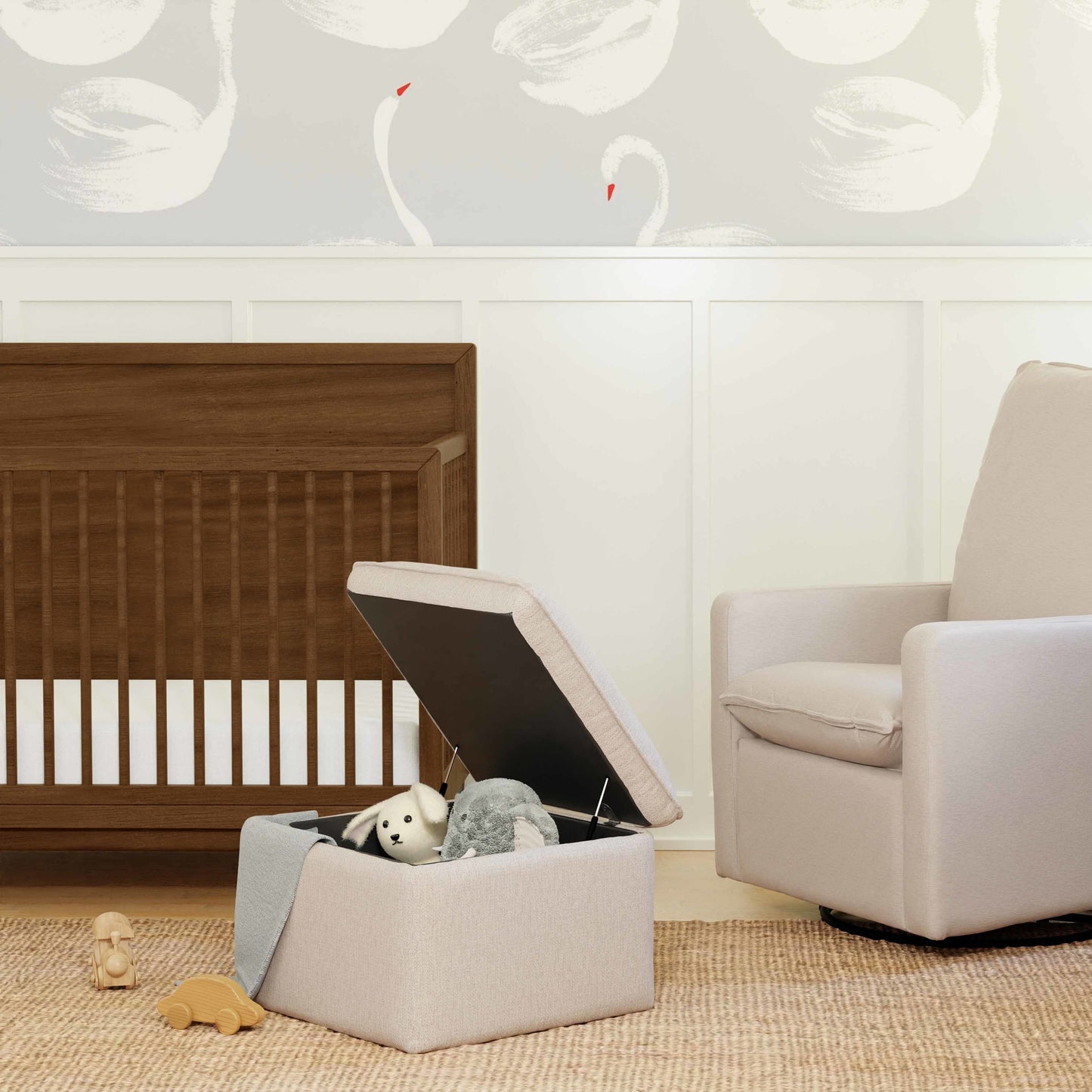 BABYLETTO CALI STORAGE OTTOMAN IN ECO-PERFORMANCE FABRIC | WATER REPELLENT & STAIN RESISTANT