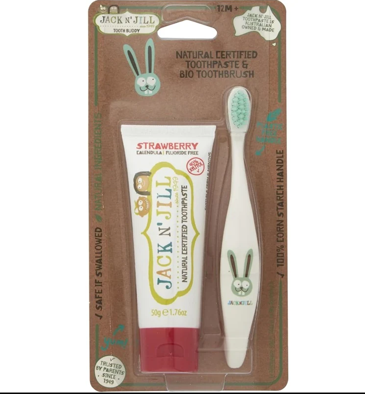 JACK N JILL TOOTH BUDDY PACK- STRAWBERRY = KIDS TOOTHBRUSH