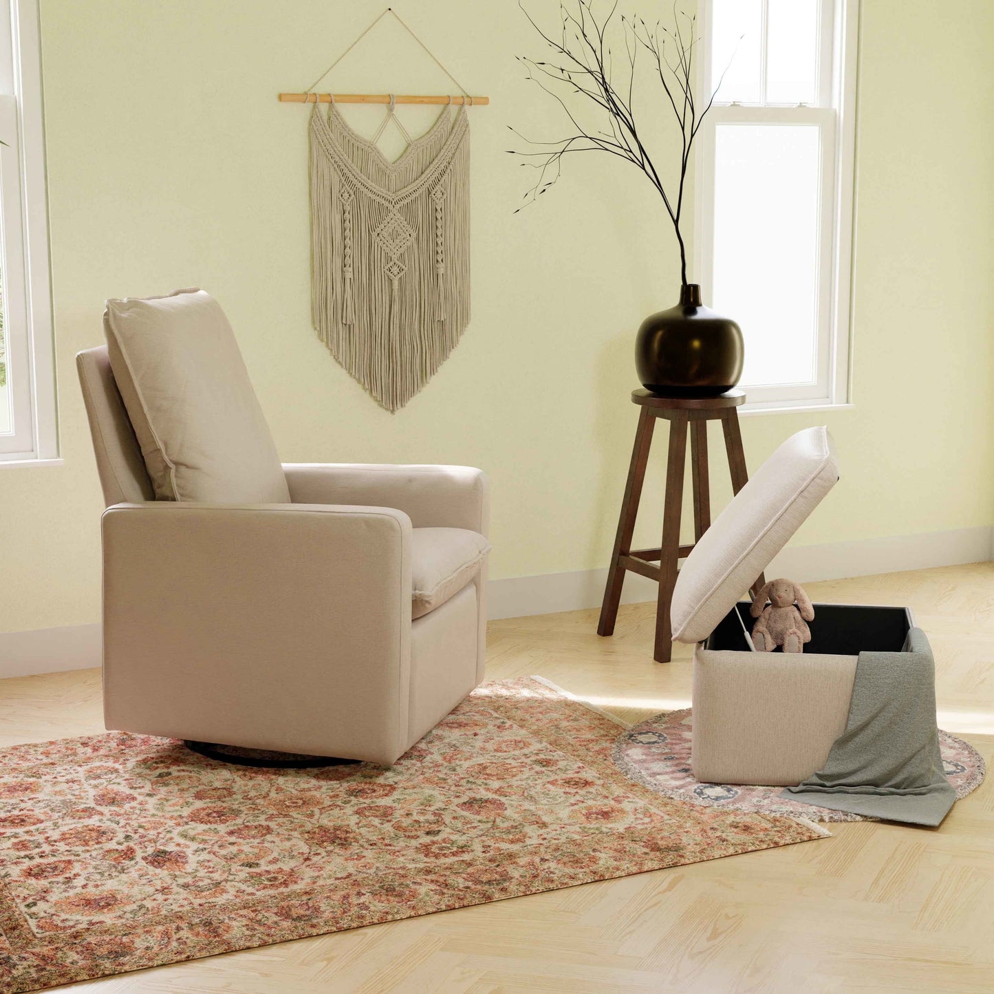 BABYLETTO CALI STORAGE OTTOMAN IN ECO-PERFORMANCE FABRIC | WATER REPELLENT & STAIN RESISTANT