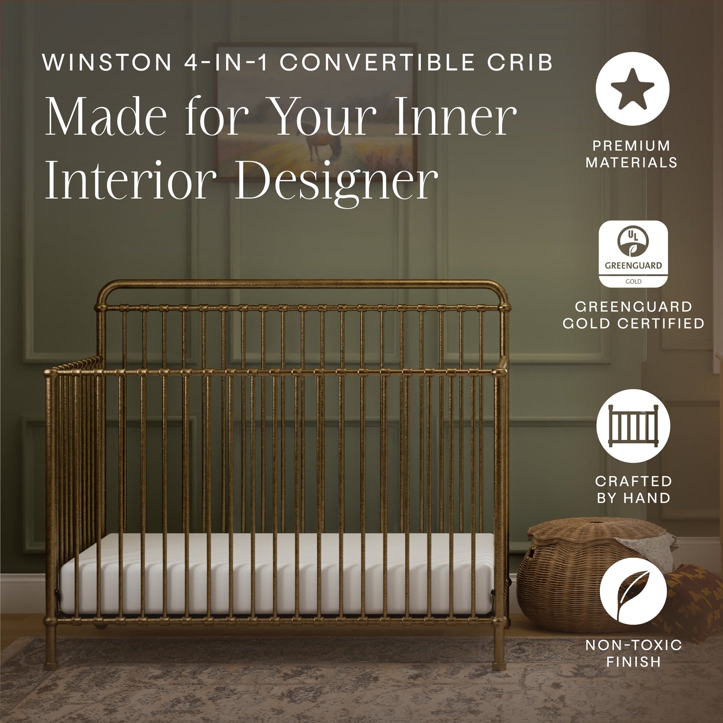 Winston 4-in-1 Convertible Crib in Heirloom Sage