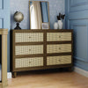 Marin with Cane 6 Drawer Assembled Dresser in Warm White and Honey Cane