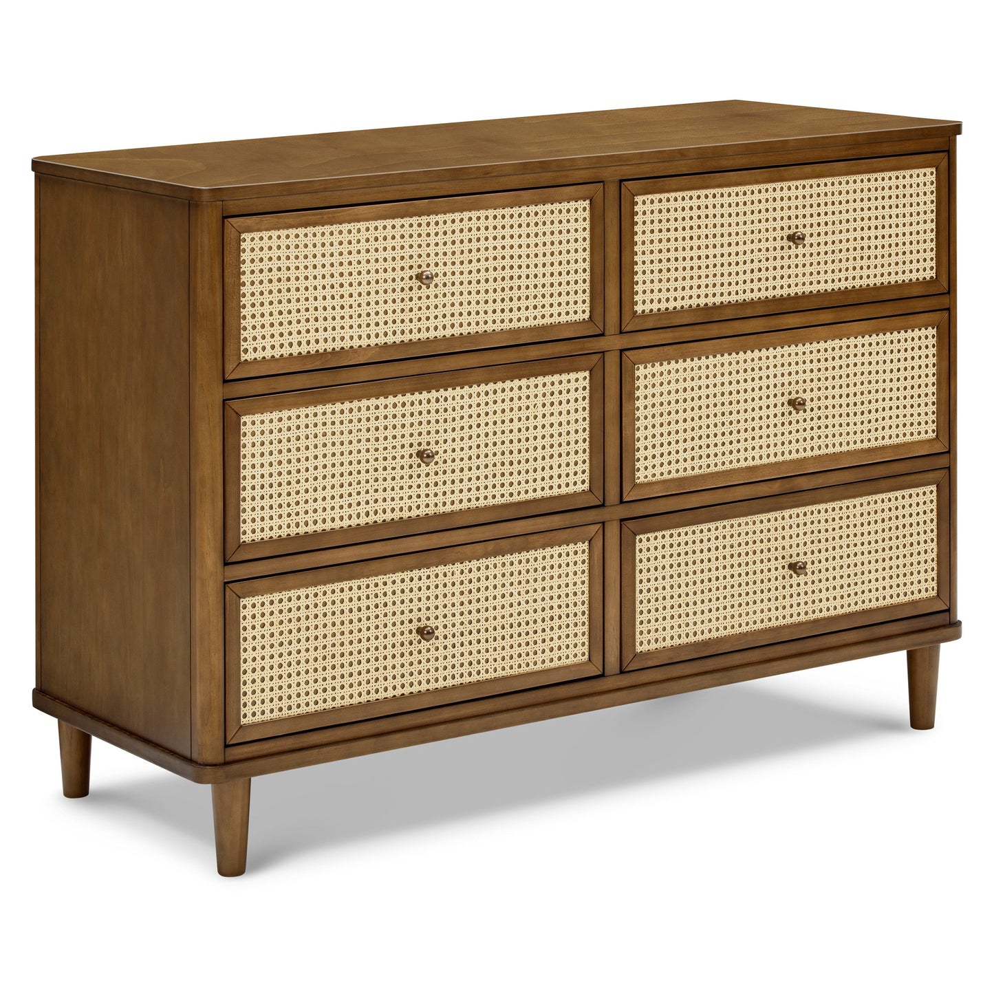 Marin with Cane 6 Drawer Assembled Dresser in Warm White and Honey Cane