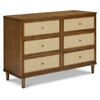 Marin with Cane 6 Drawer Assembled Dresser in Warm White and Honey Cane