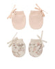 QUINCY MAE NO SCRATCH MITTENS, SET OF 2 FLORAL VINE, DUSTY ROSE