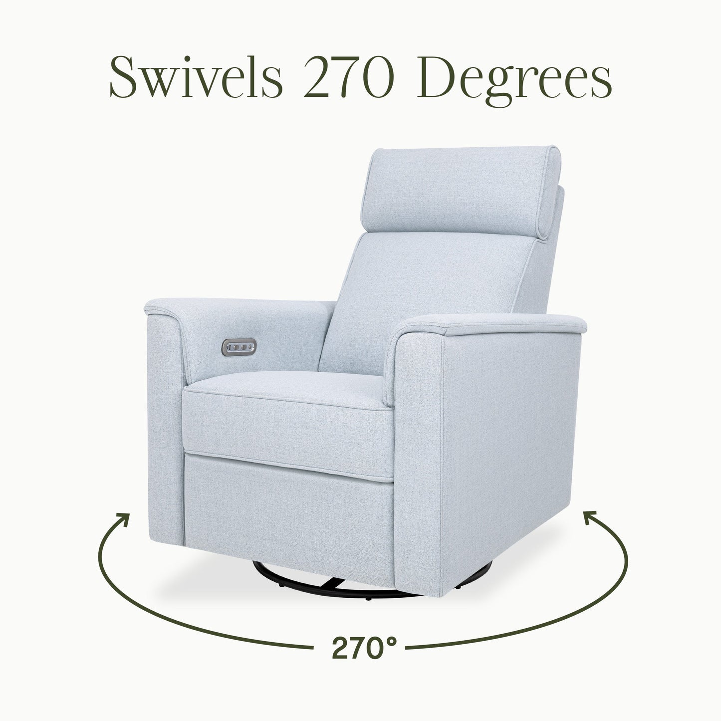 Willa Power Glider Recliner w/ adj. headrest & USB in Performance Grey Eco-Weave w/Light Wood Base