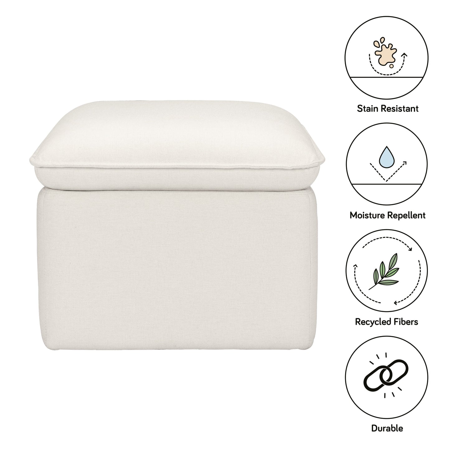 BABYLETTO CALI STORAGE OTTOMAN IN ECO-PERFORMANCE FABRIC | WATER REPELLENT & STAIN RESISTANT