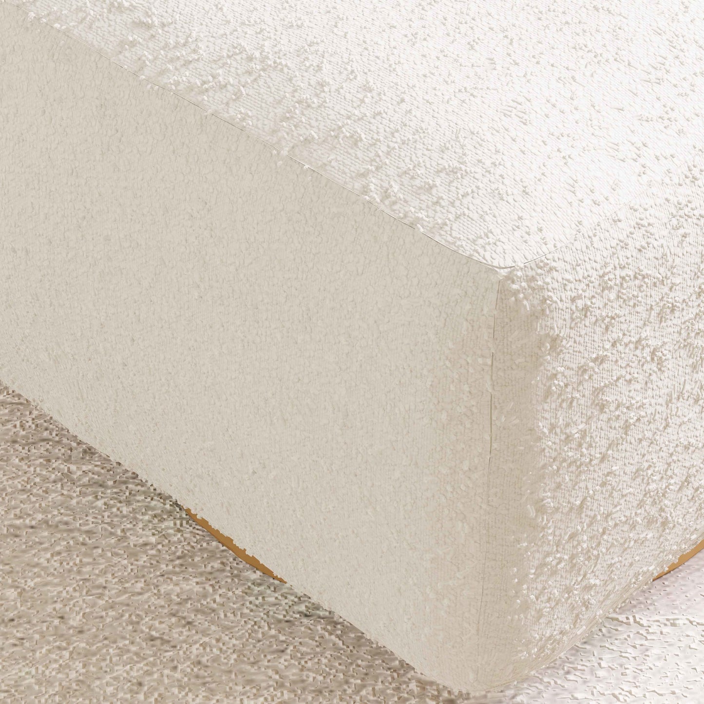 Kiwi Gliding Ottoman in Ivory Boucle w/ Gold Base