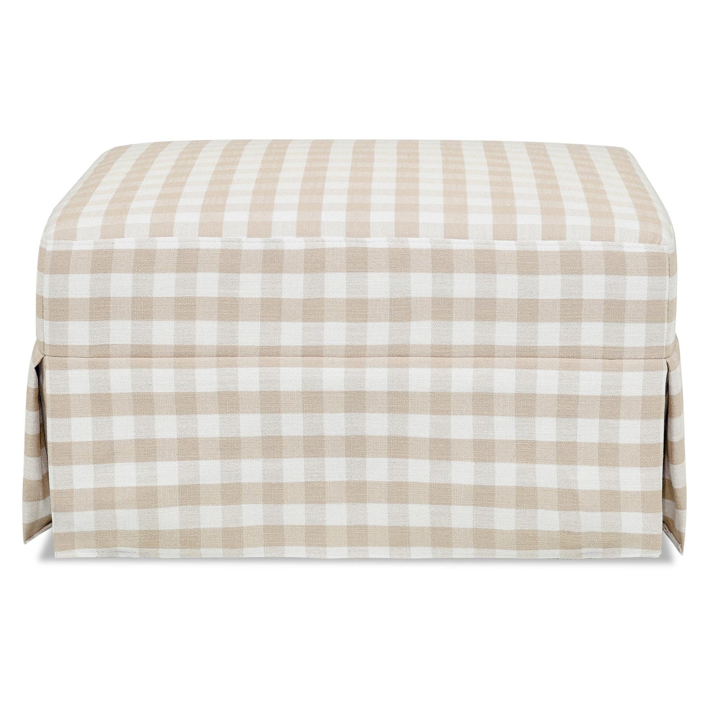 Crawford Gliding Ottoman in Tan Gingham