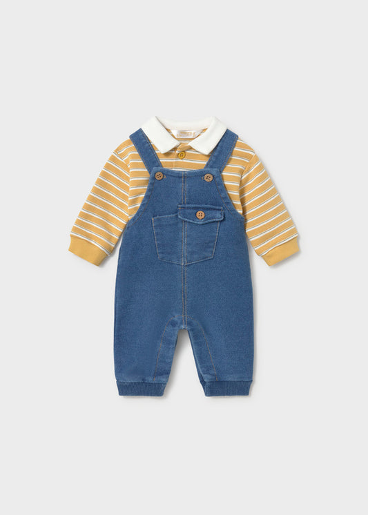 MAYORAL BOY DUNGAREE WITH STRIPED POLO SET