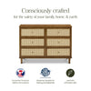Marin with Cane 6 Drawer Assembled Dresser in Warm White and Honey Cane