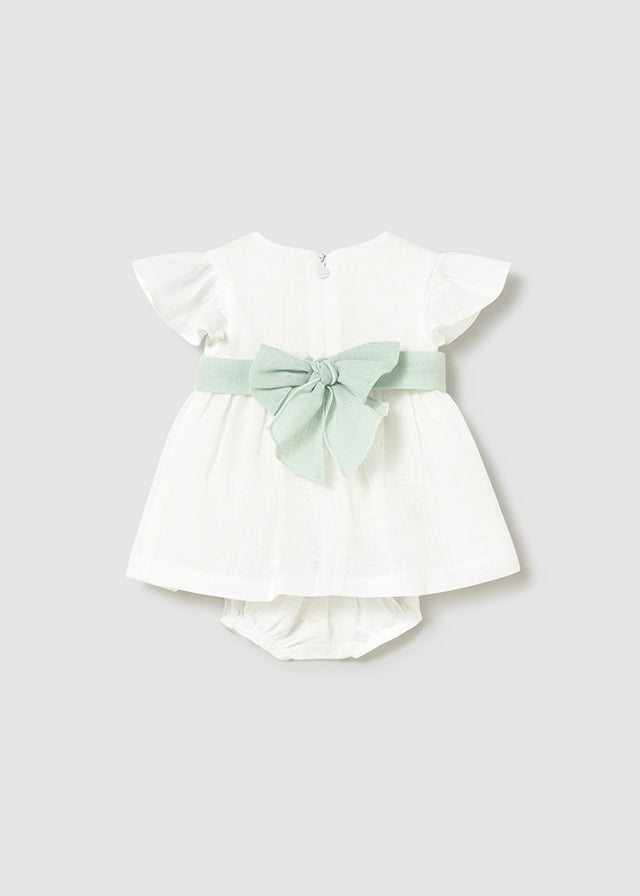 MAYORAL DRESS WITH FLORAL SASH AND BLOOMERS