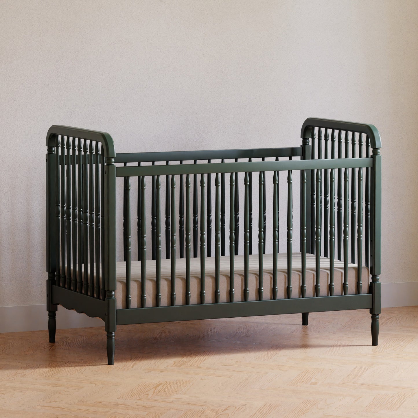 Liberty 3-in-1 Convertible Spindle Crib w/Toddler Bed Conversion Kit in Dusty Rose
