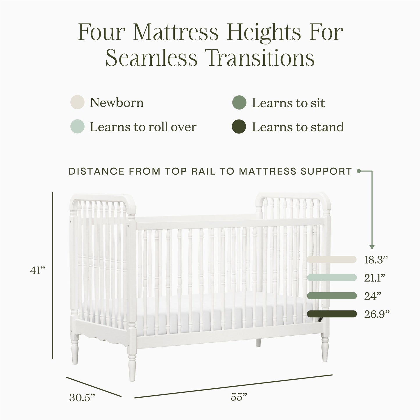Liberty 3-in-1 Convertible Spindle Crib w/Toddler Bed Conversion Kit in Dusty Rose