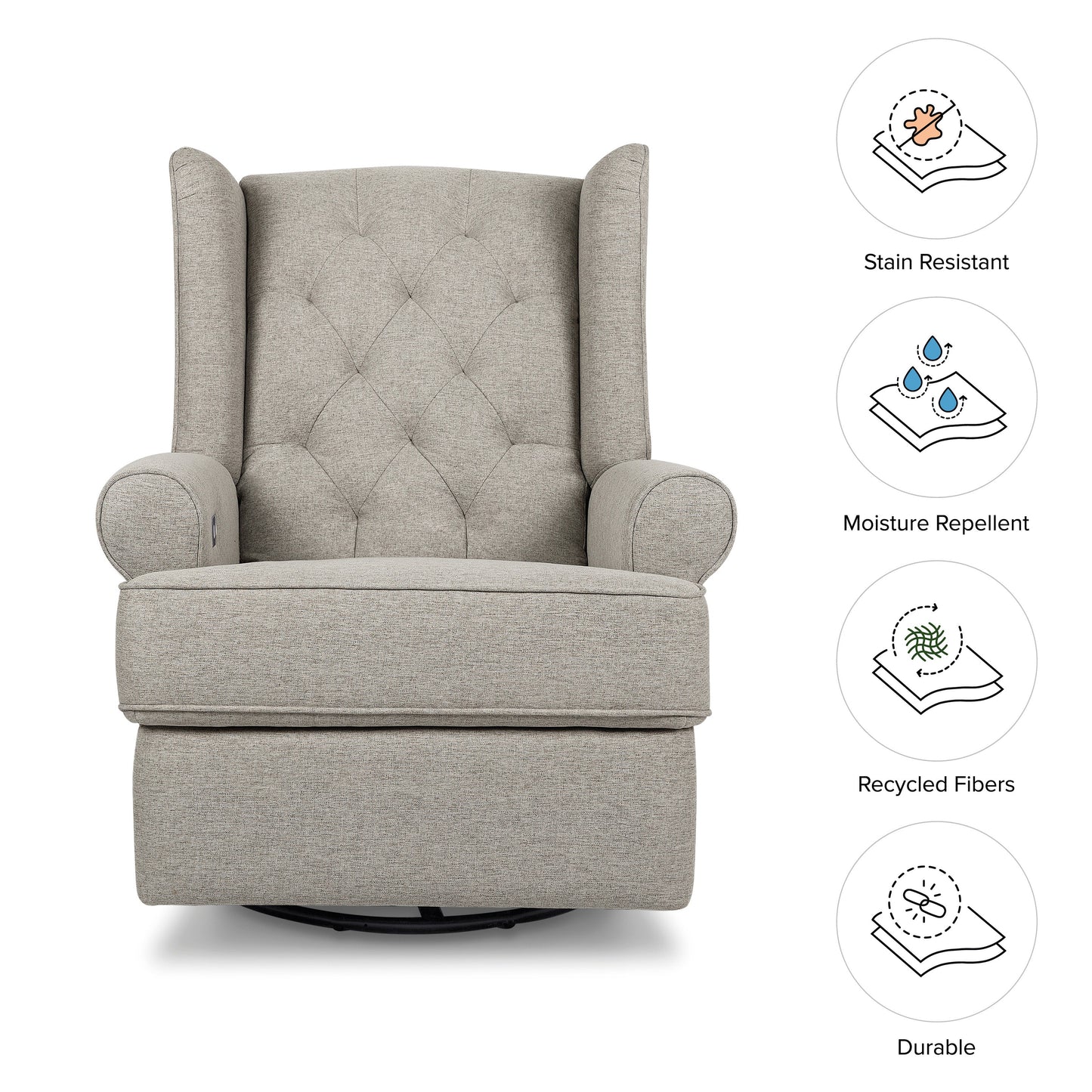 NAMESAKE HARBOUR ELECTRONIC RECLINER AND SWIVEL GLIDER IN ECO-PERFORMANCE FABRIC WITH USB PORT | WATER REPELLENT & STAIN RESISTANT