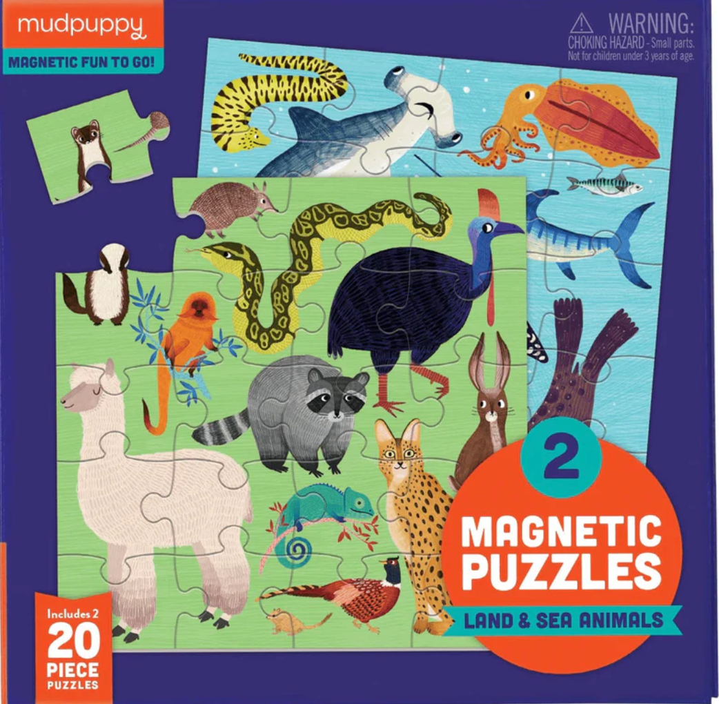 MUDPUPPY MAGNETIC FUN TO GO PUZZLES - LAND & SEA ANIMALS