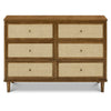 Marin with Cane 6 Drawer Assembled Dresser in Warm White and Honey Cane