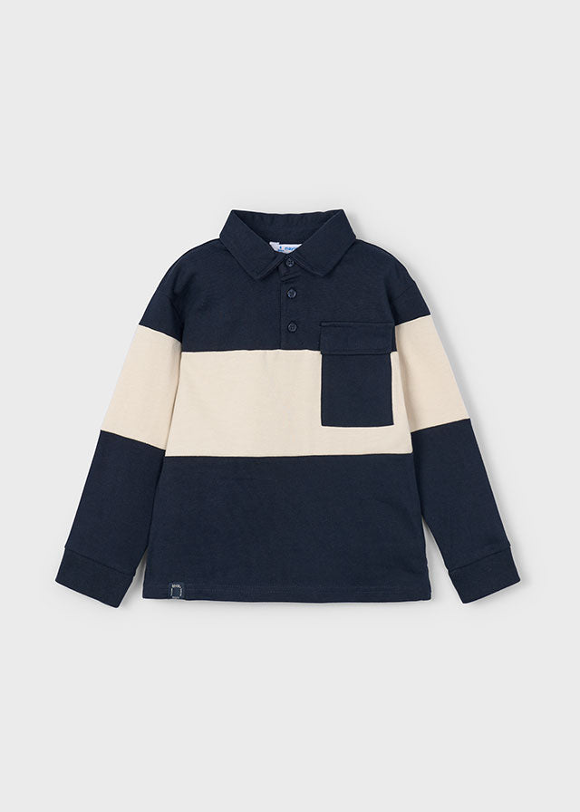 MAYORAL STRIPE KNIT POLO NAVY