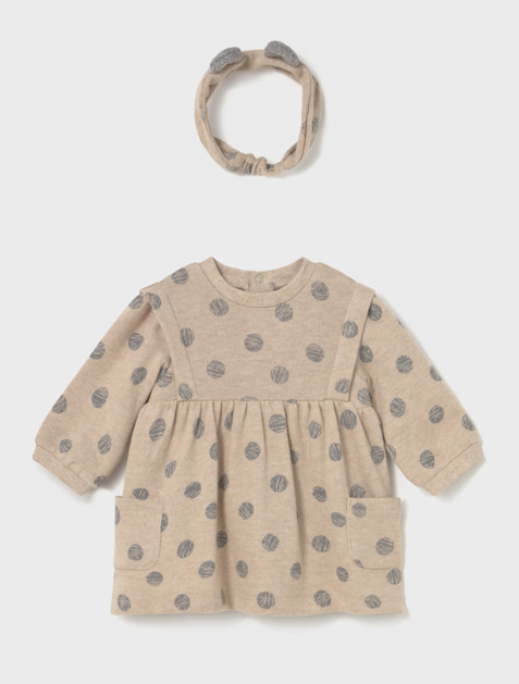MAYORAL GIRL DRESS WITH HEADBAND CEREAL HEATHER