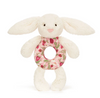 JELLYCAT BLOSSOM CREAM BUNNY BERRY RING RATTLE