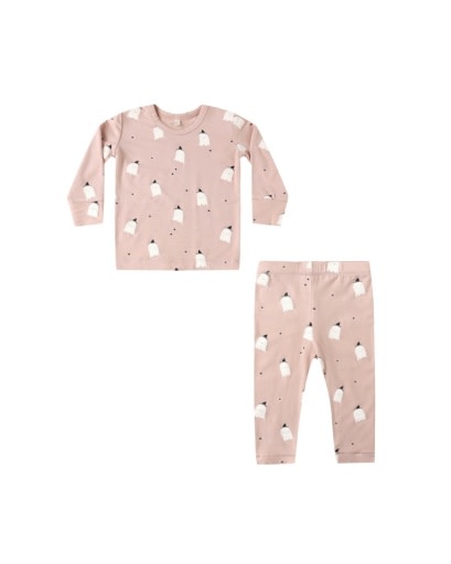 QUINCY MAE BAMBOO PAJAMA SET - PINK GHOSTS