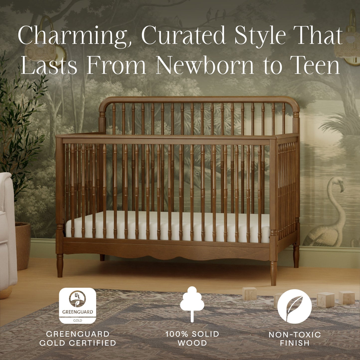 Liberty 4-in-1 Convertible Spindle Crib in Warm White