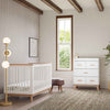 Scoot 3-in-1 Convertible Crib w/ToddlerBedConversion Kit in White/WashedNatural