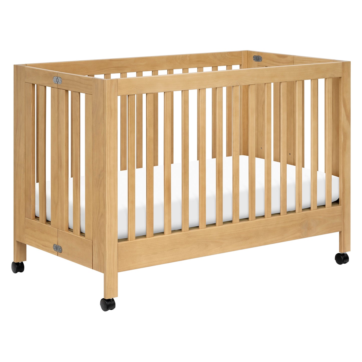 Maki Full-Size Folding Crib w/ Toddler Bed Conversion Kit in Honey