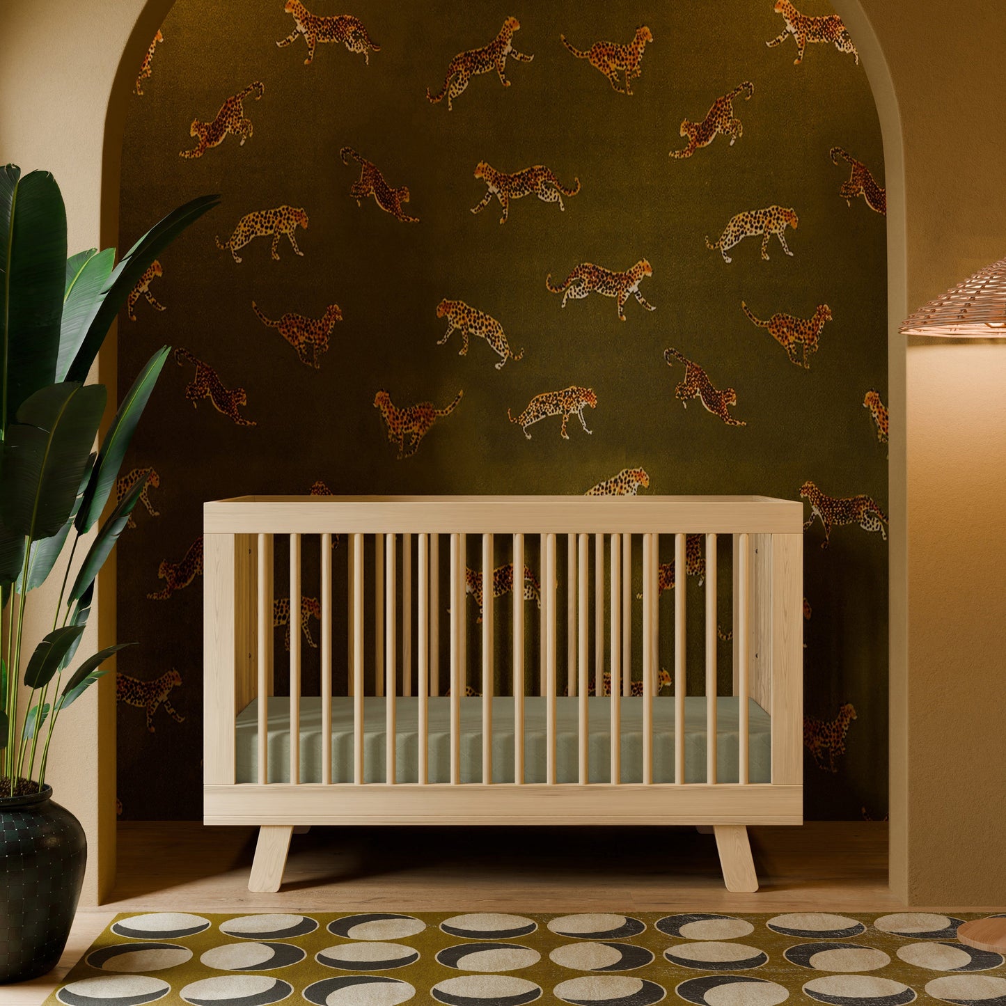 Hudson 3-in-1 Convertible Crib w/ToddlerBedConversionKit in White/Washed Natural