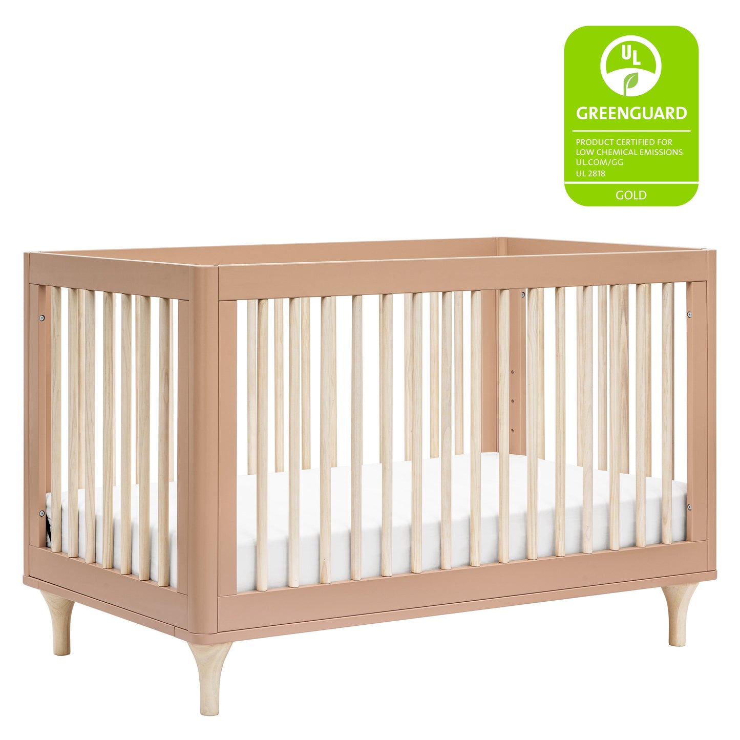 Lolly 3-in-1 Convertible Crib w/Toddler Bed Conversion in Crimson/Natural
