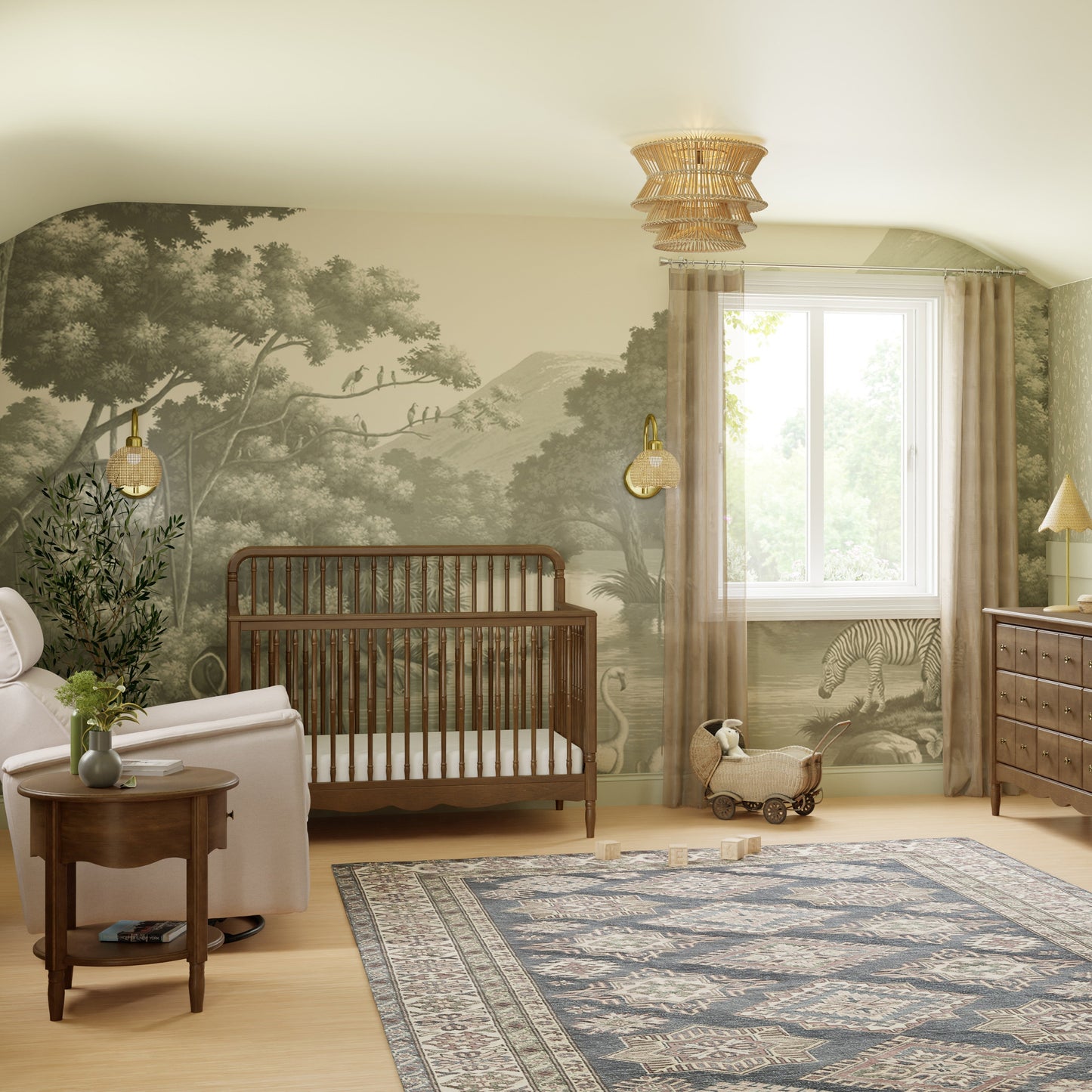 Liberty 4-in-1 Convertible Spindle Crib in Warm White