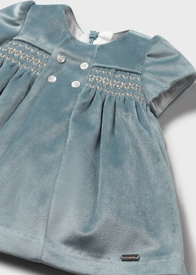MAYORAL NEWBORN GIRL VELVET DRESS - LIGHT BLUE