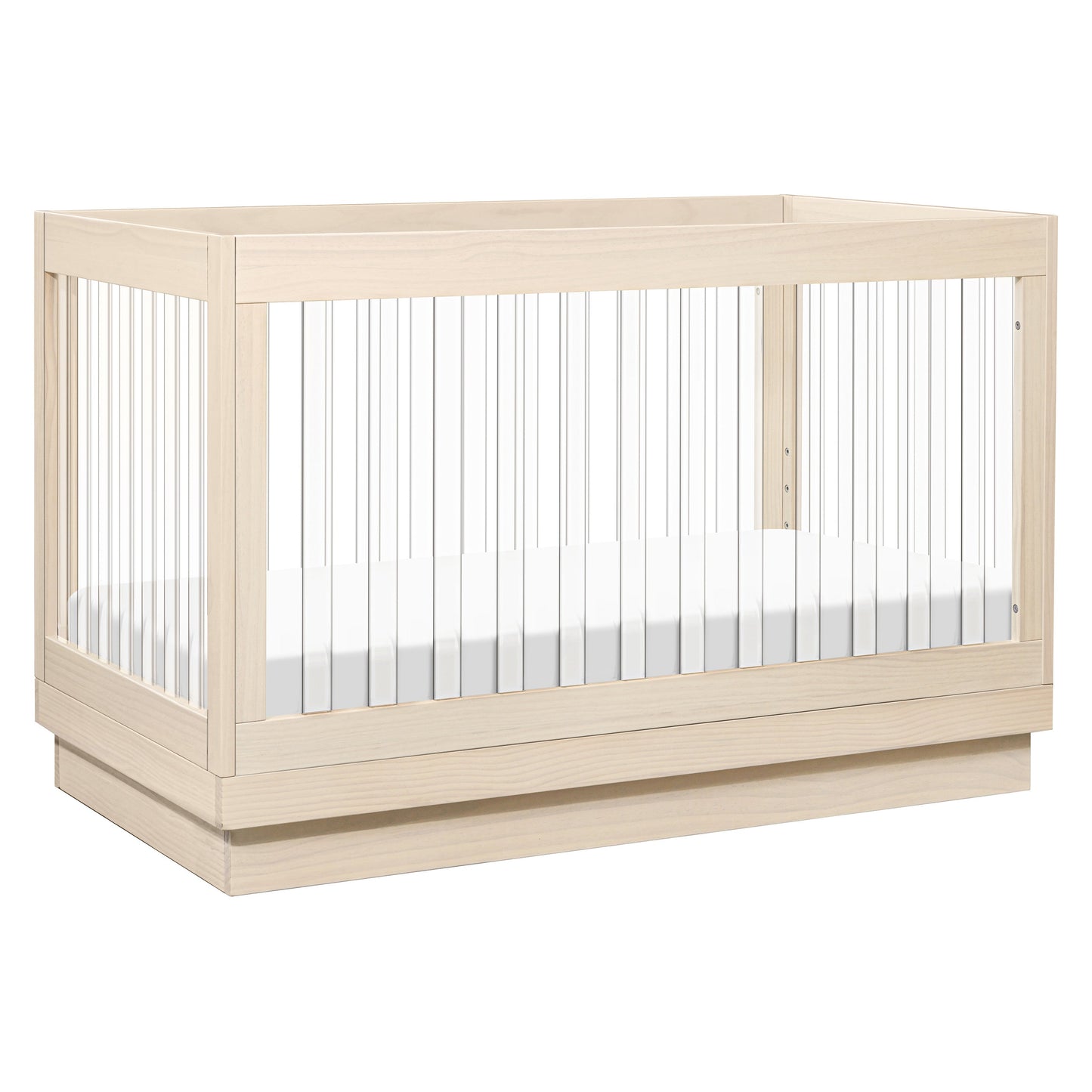 BABYLETTO HARLOW ACRYLIC 3-IN-1 CONVERTIBLE CRIB WITH TODDLER BED CONVERSION KIT