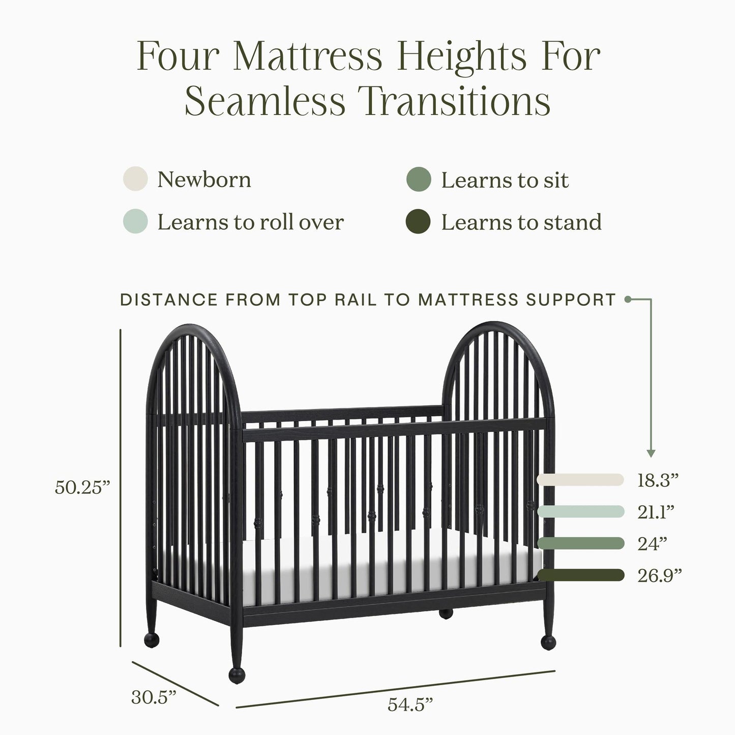 Alouette 3-in-1 Convertible Spindle Crib in Washed Pine