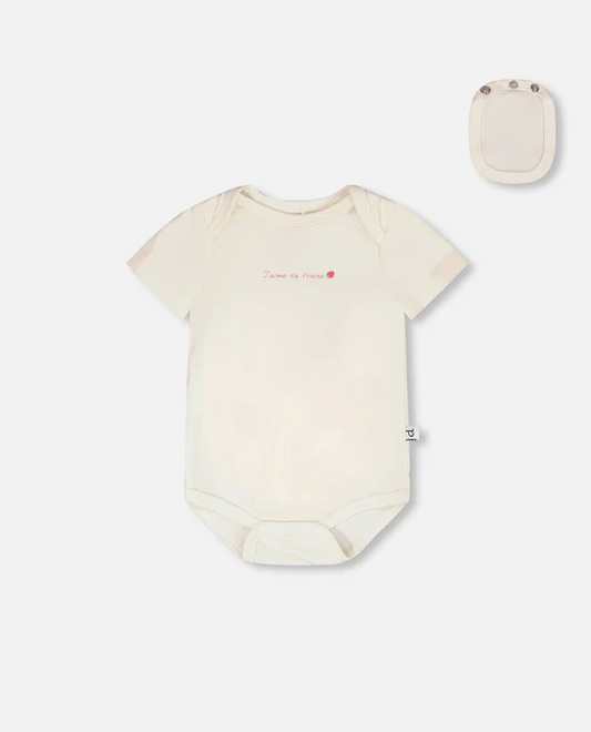 DEUX PAR DEUX ORGANIC COTTON JERSEY ONESIE WHITE